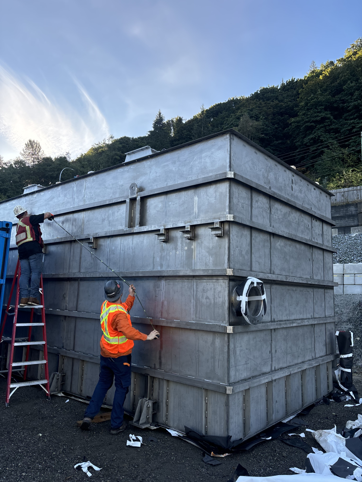 Mobile welder repairing heavy industrial steel